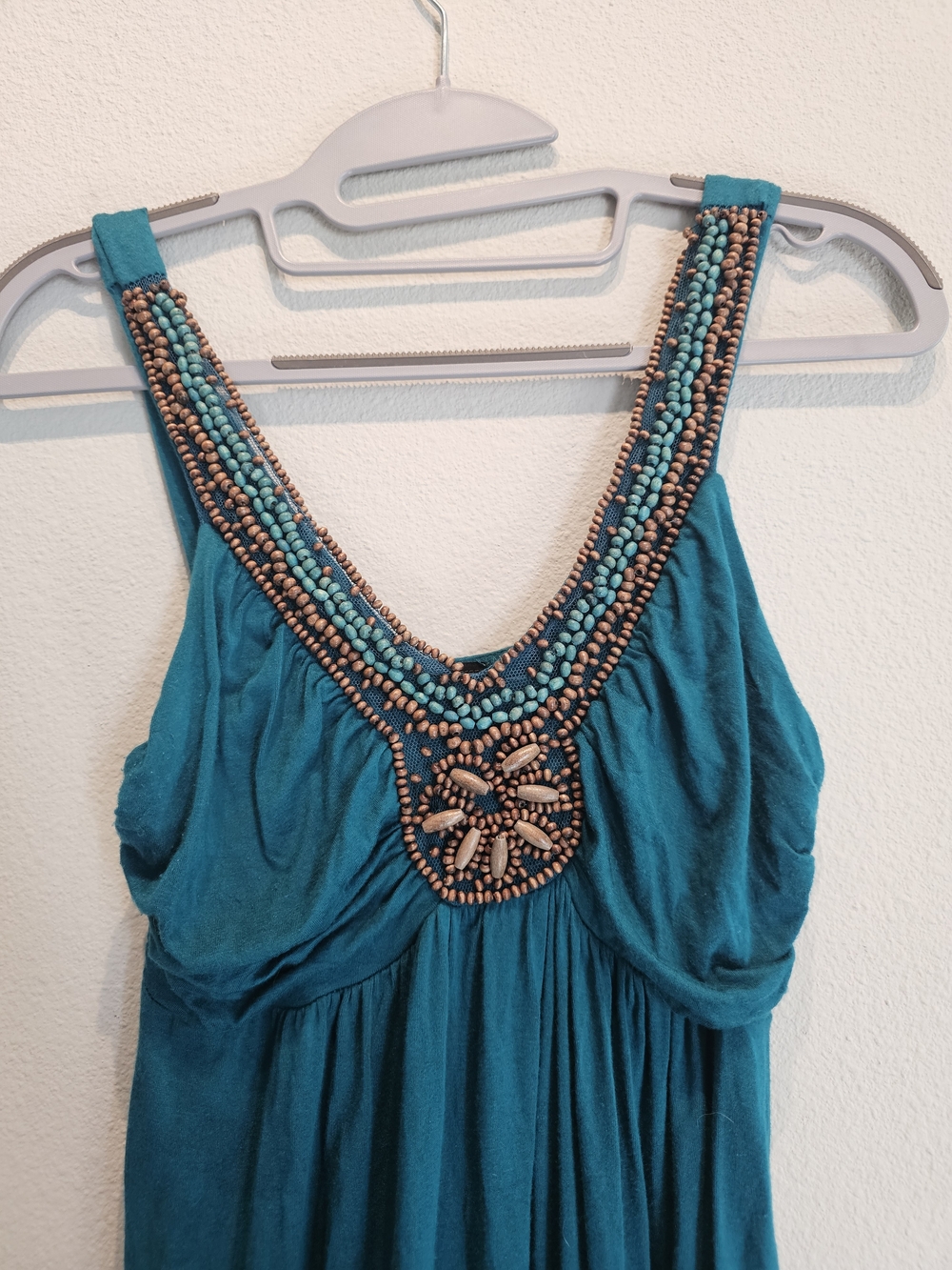 Teal Sun Dress with Beaded Neckline Soprano Brand - Size S